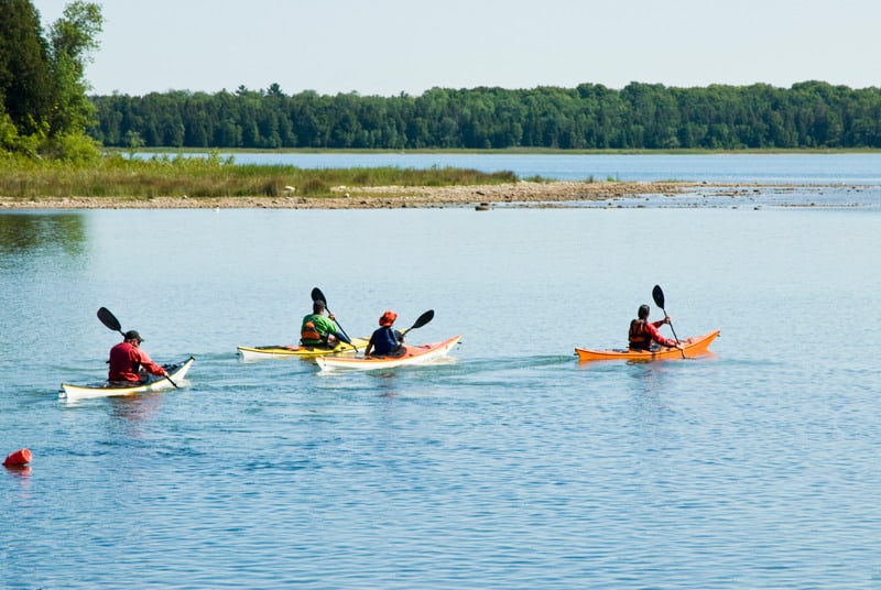 kayaking at the annual Door County Kayak Symposium at Rowleys Bay Wisconsin. summer 2007