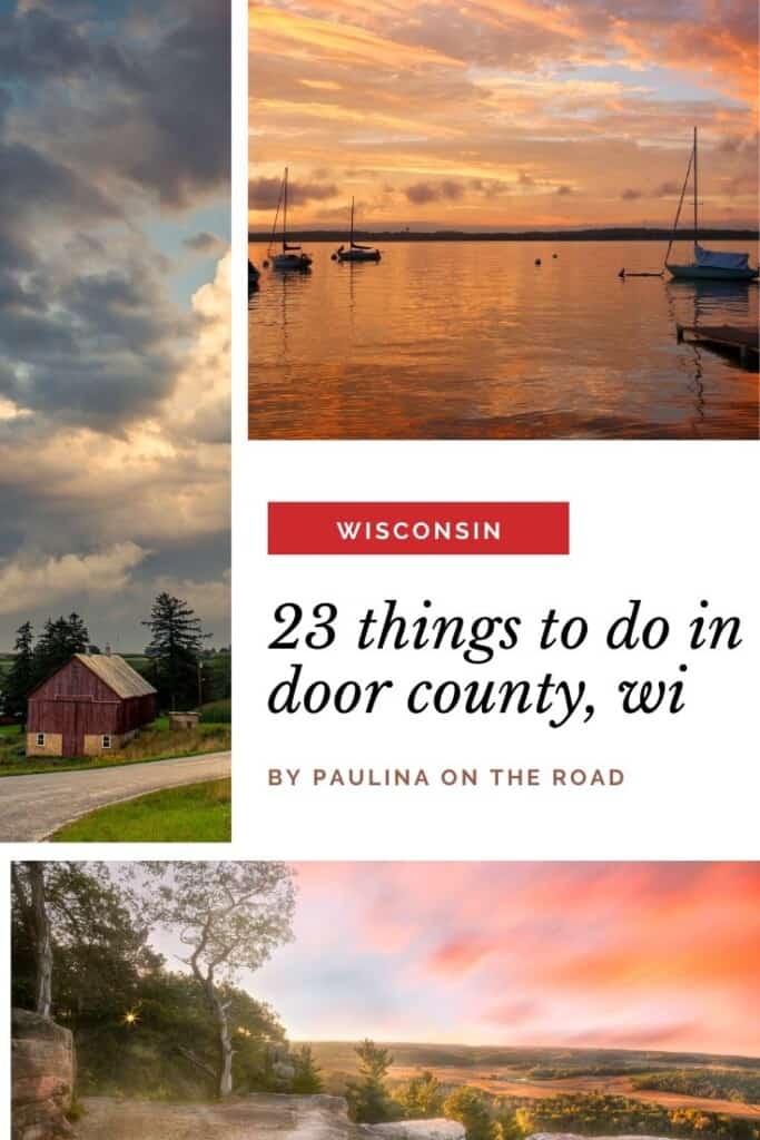 Are you looking for things to do in Door County, Wisconsin? A full guide on attractions in Door County, WI with the best activities in Door County during summer or fall foliage places in Door County. Door County and its towns Green Bay, Sturgeon Bay and Fish Creek are great places to do visit in spring and winter too. A travel guide incl. the best food in Door County, WI and the best fish fry. #wisconsin #doorcounty #doorcountywi #doorcountyphotography #doorcountywinter #doorcountywisconsin #usa