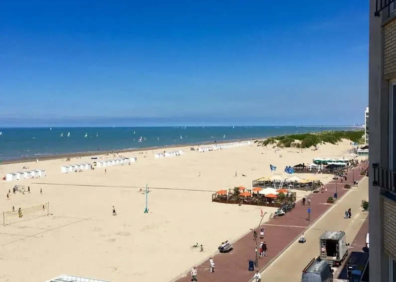 Popular family beach resort in Belgium, beach view of resort in Koksijde - Oostduinkerke