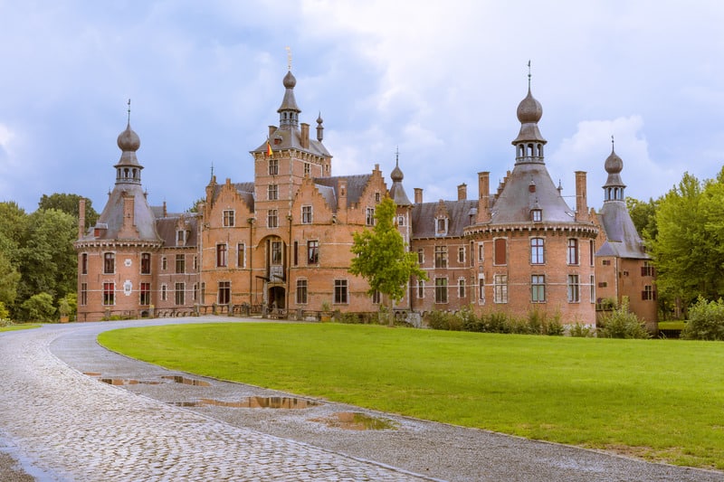 Ooidonk medieval castle in Flanders Belgium rebuilt in renaissance style in the 16th century