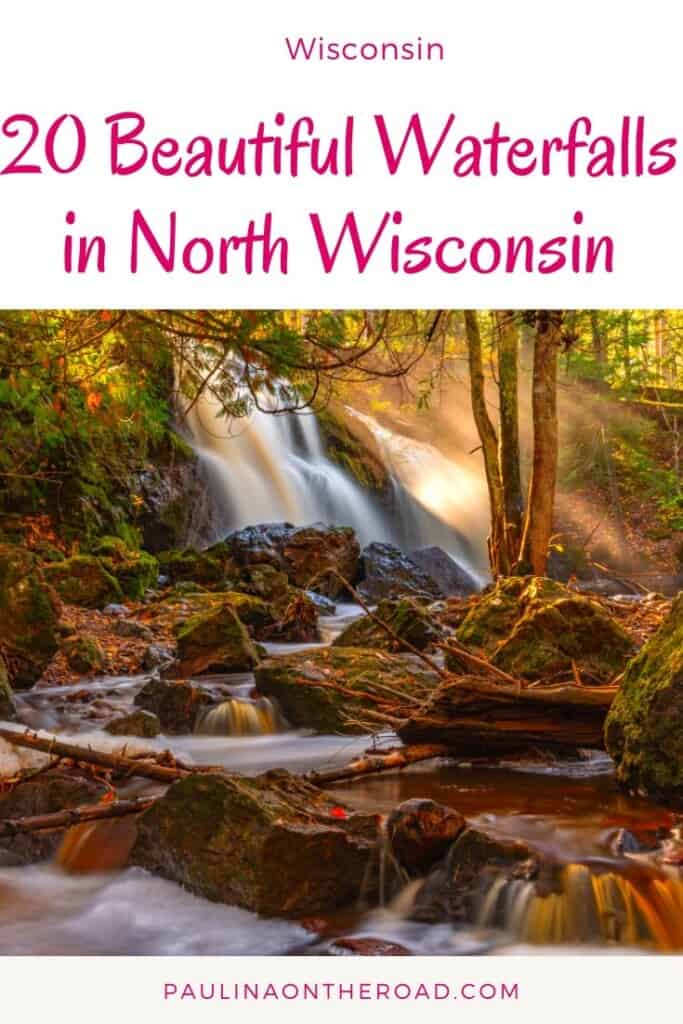 Are you looking for the best waterfalls in Wisconsin? Find a hand-picked list with beautiful waterfalls in North Wisconsin incl. Copper Falls or Potato Falls. Drive up the Northern Wisconsin Lake Superior North Shore and find the best waterfalls and lakes in Wisconsin. For every scenic waterfall in Wisconsin, I recommend a lake cabin or log cabin and several great hiking trails in Wisconsin. #wisconsin #usa #waterfalls #waterfallswisconsin #northwisconsin #wisconsincabins #upnorthwisconsin