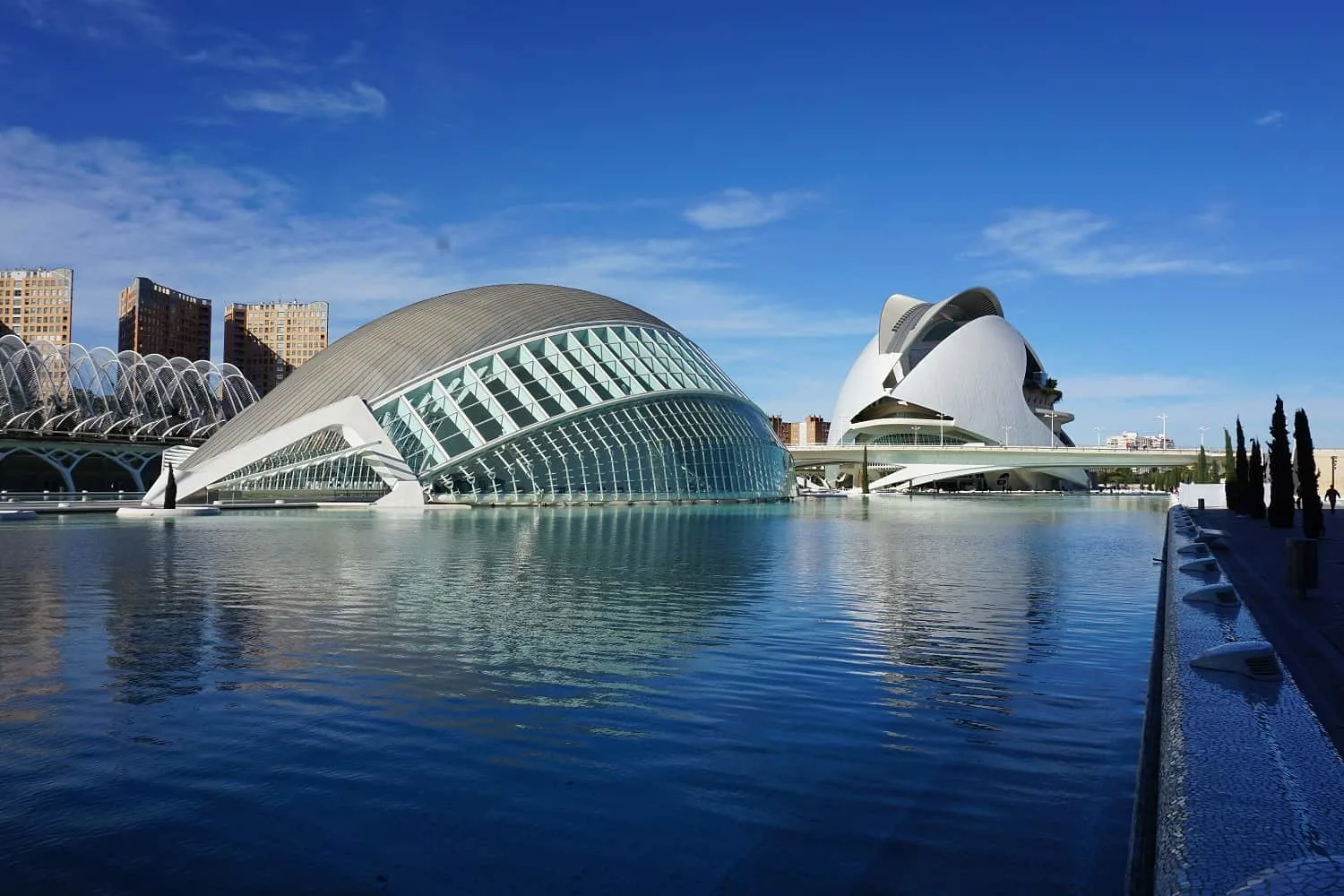 Where to go in Spain in February 2 dome buildings near a body of water which is the City of art and science