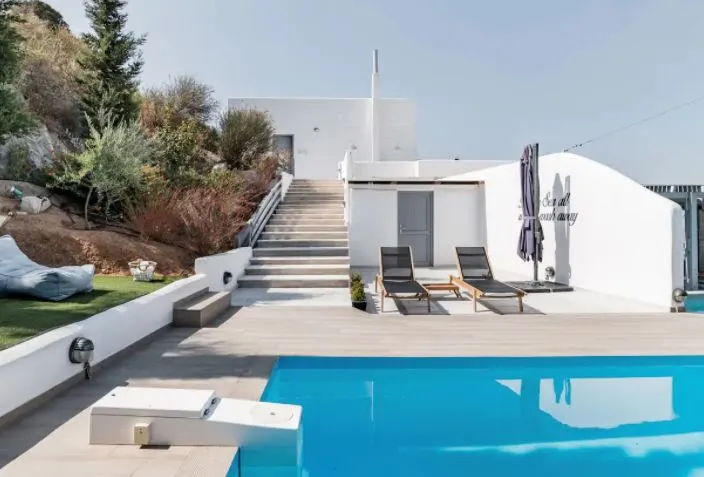 Best Villa Rentals in Paros with pool, Paros Nereids Villa Amphitrite Private Pool Amazing View