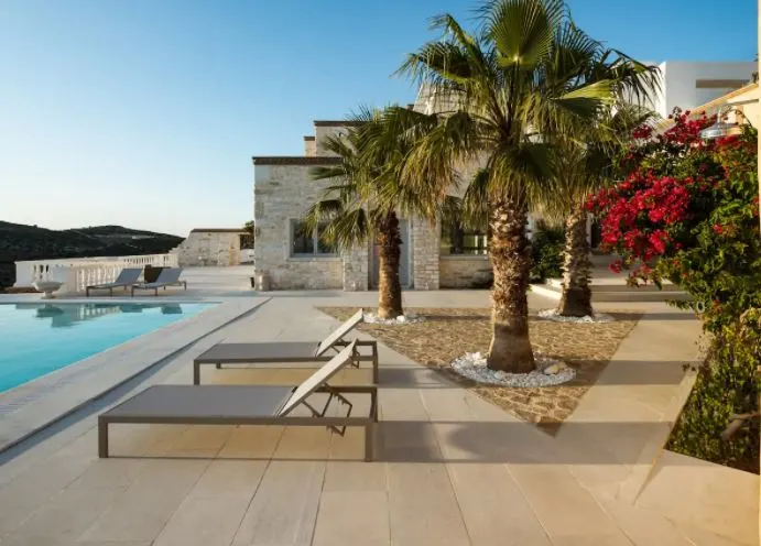 Best Villa Rentals in Paros with pool, Swimming pool view of Villa Aethra 