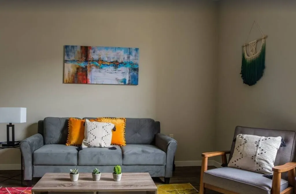 sofa in a living room, Airbnb Milwaukee: Your Guide to the Best 12 Stays in the City