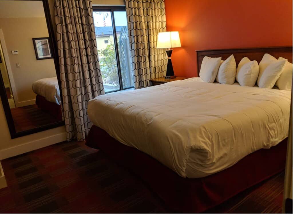 interior of the polynesian suites bedroom at wisconsin dells airbnb