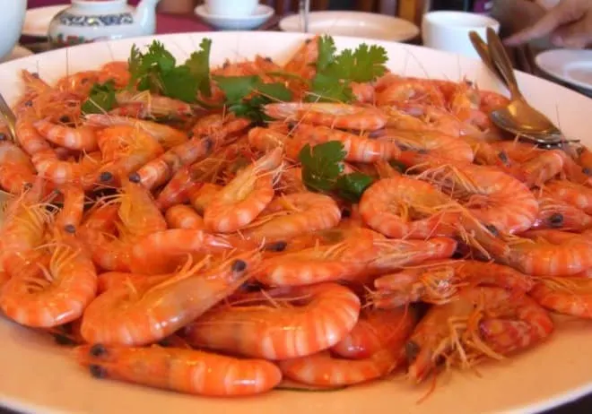 Common spanish christmas food, View of Boiled Shrimp Food