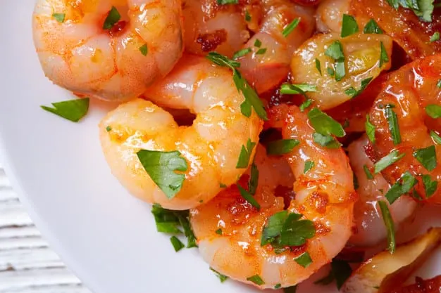 what food do spanish eat at christmas, closeup View of Garlic Shrimp Food