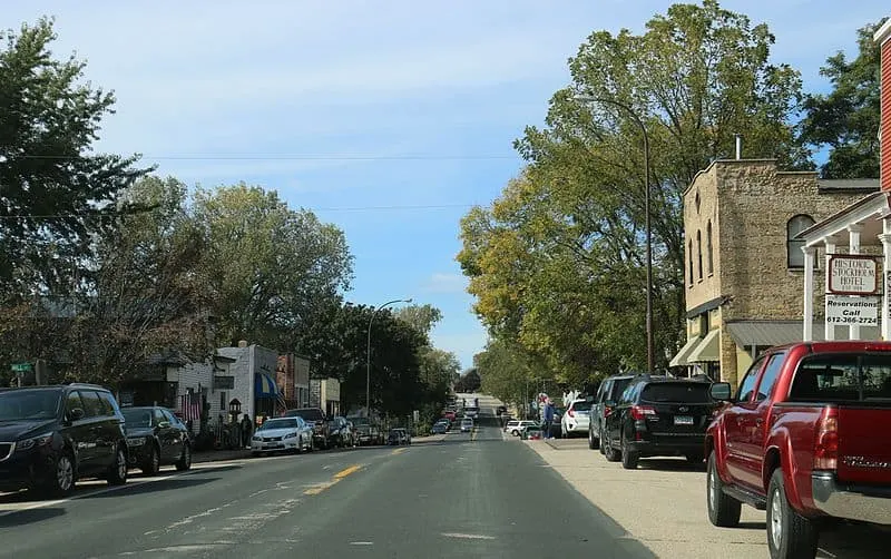 Christmas in Wisconsin, view of downtown Stockholm in Pepin County, Wisconsin