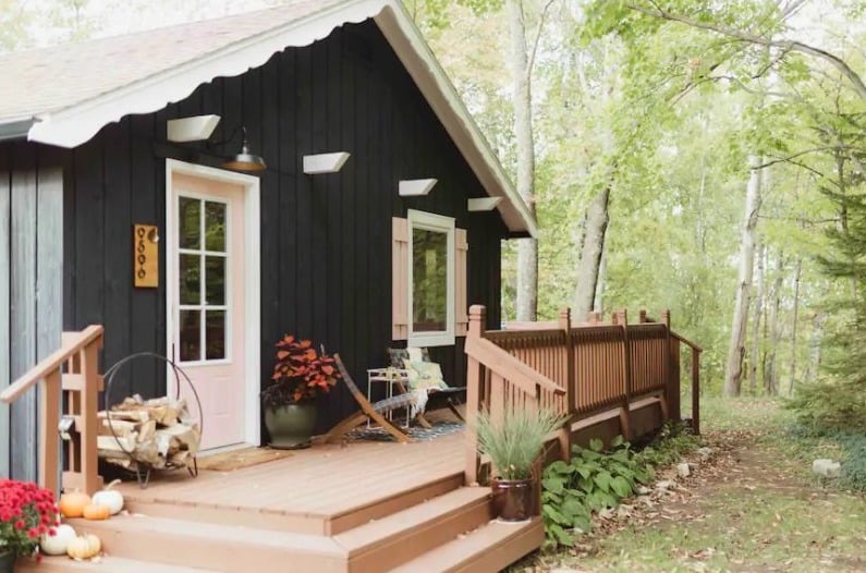 Best Door County Cabin for Couples, view of The Glass House on Birch Bluff