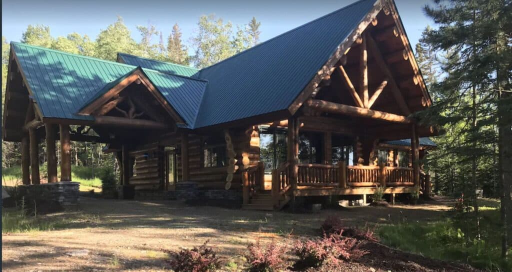 exterior of Luxury Wood Cabin in Lake Michigamme