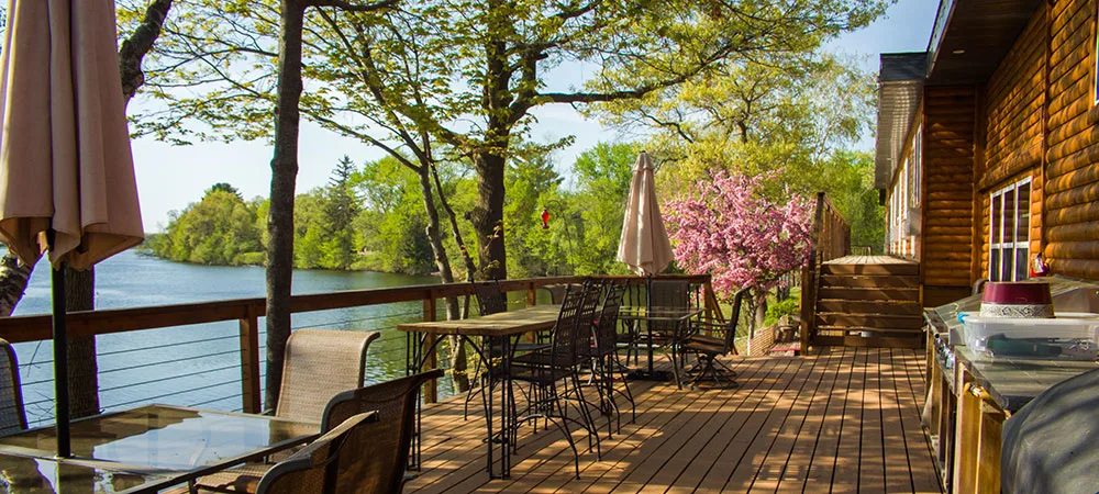 Best Lake Resorts in Wisconsin, view of lake from the deck at curriers lakeview lodge