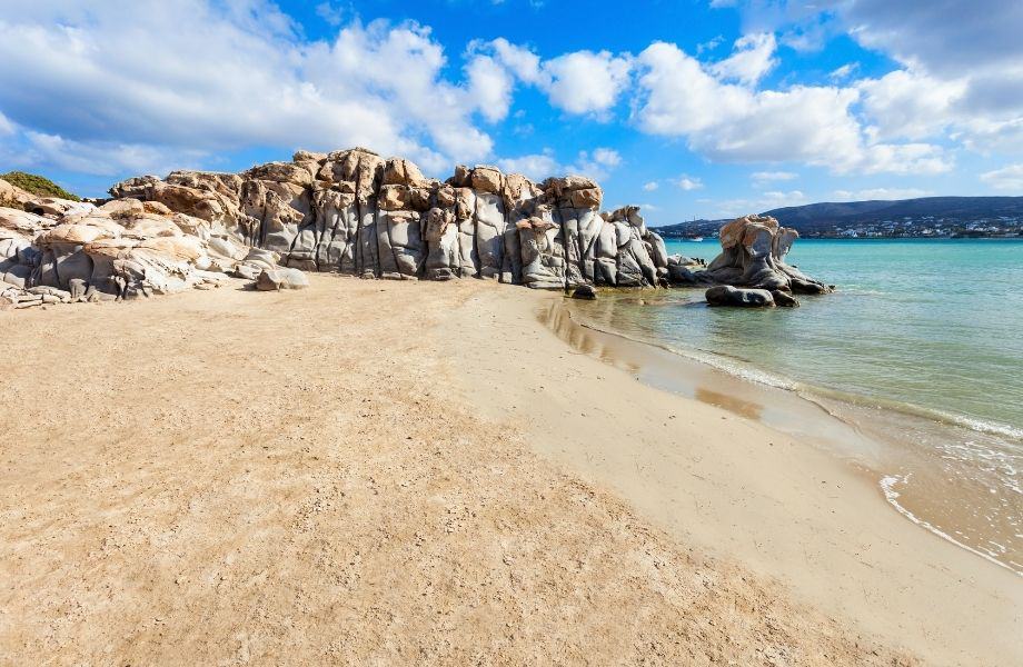 best beaches to visit in paros, rock formations on Kolymbithres Beach Paros