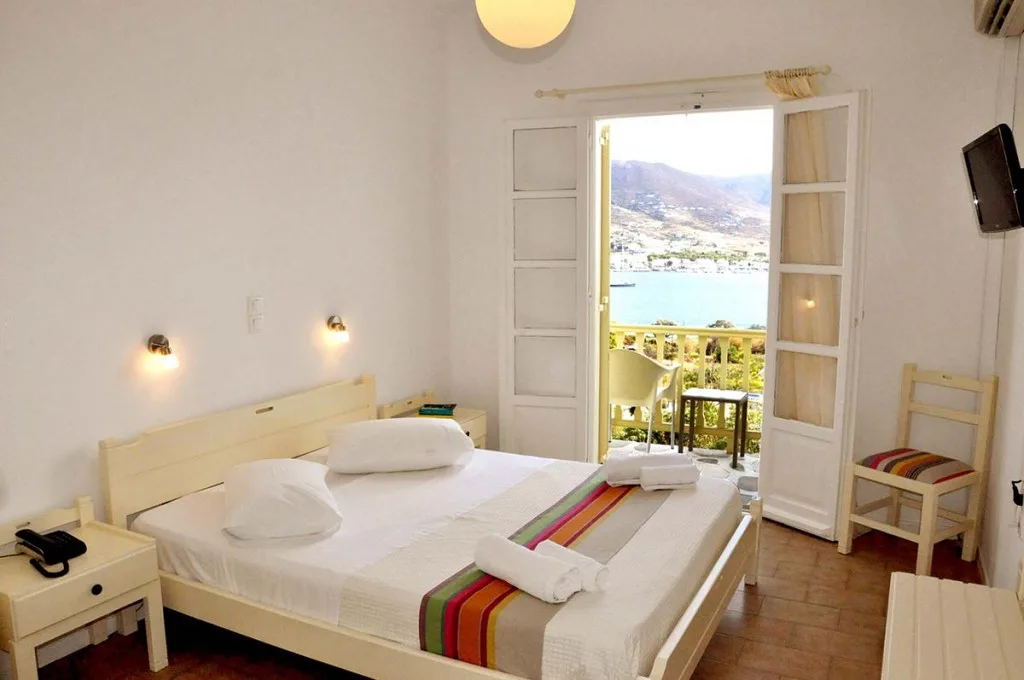 boutique hotel in Paros, double room with balcony overlooking water at Akrotiri Hotel Paros