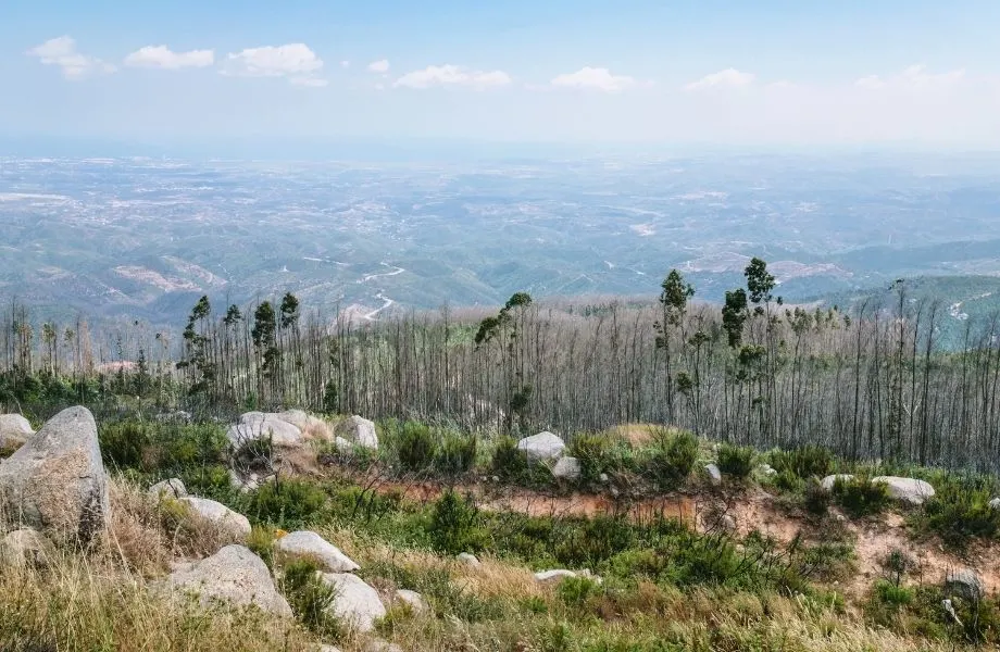 free things to do in algarve, view of Serra de Monchique with rocks and weeds on the foreground