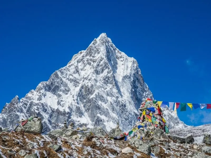 Himalaya mountain views on route to Everest Base Camp