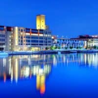 amazing hotels and green bay resorts in wisconsin. Green Bay Skyline at night. Where To Stay In Green Bay