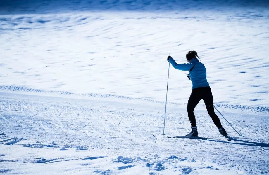 Door County February activities, a person in a the snow cross country Skiing