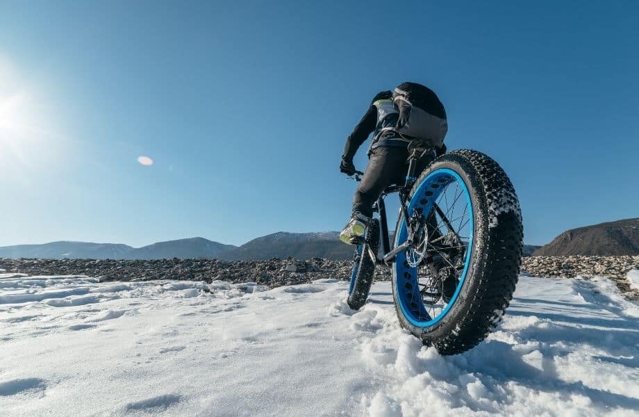 Door County winter getaways, person riding a fat tire bike