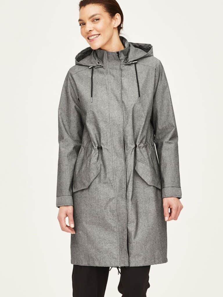 waterproof vegan winter coats, grey waterproof cotton coat from Thought