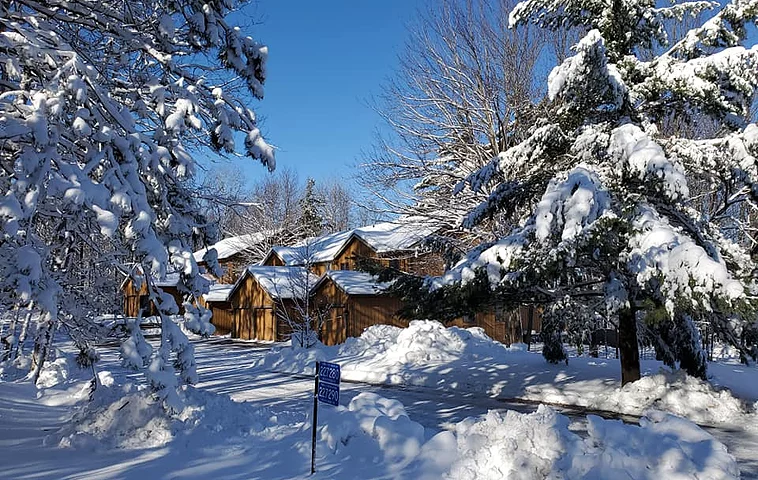 Rib Mountain Inn surrounded by snow