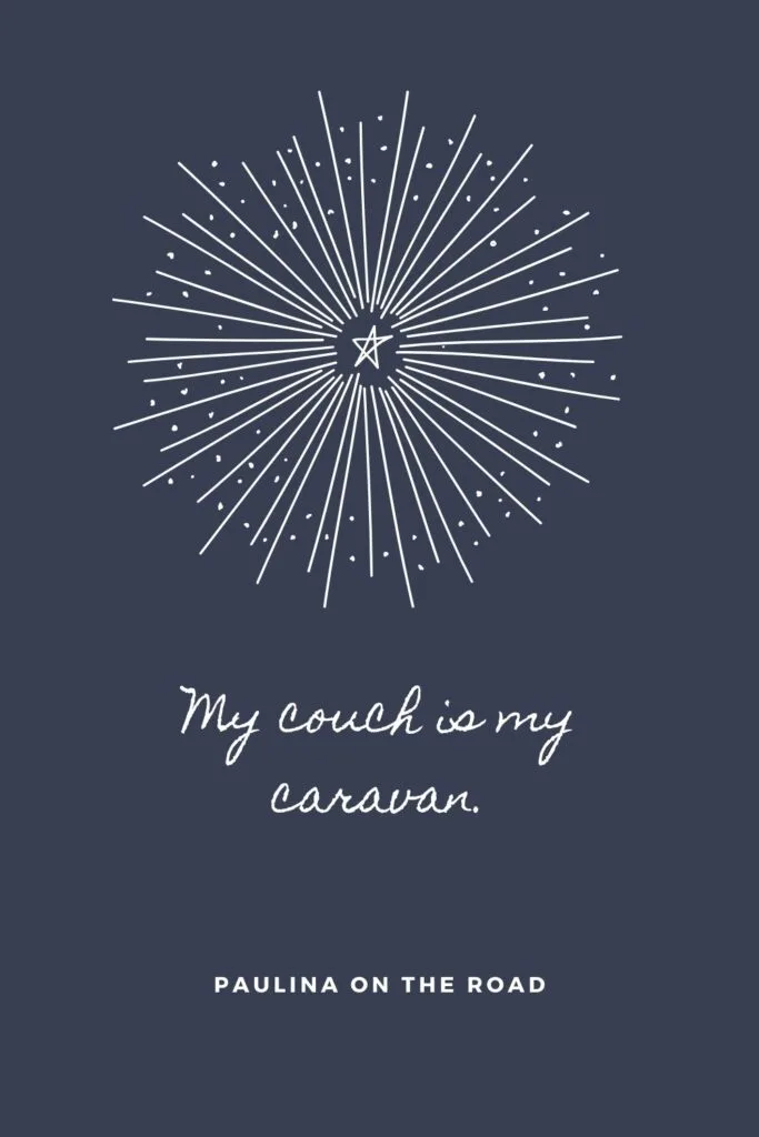 My couch is my caravan, graphic of bright star