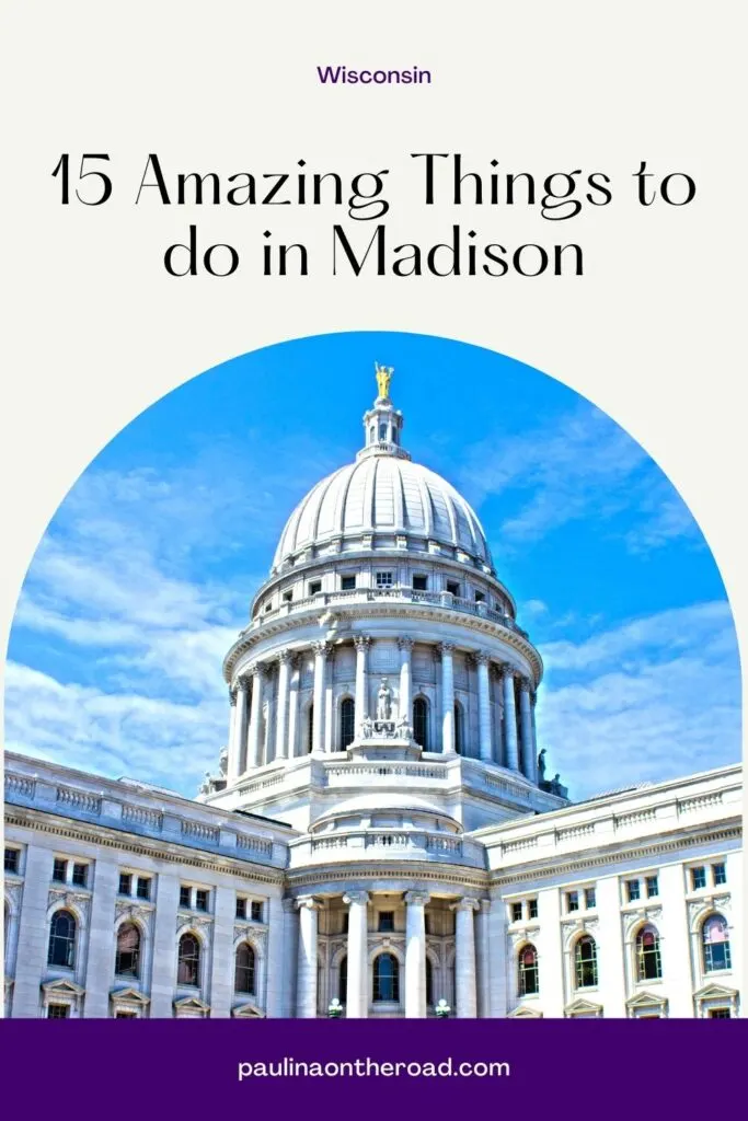 Looking for fun things to do in Madison this weekend, or for next summer? Whether you're looking for a fun family vacation or a romantic couples trip, there are lots of fun things to do in Madison, Wisconsin to make you fall in love with the city. There are tons of great Madison activities and places to go in Madison for outdoor lovers, budget travels, families, and couples. #MadisonWisconsin #Madison #Wisconsin #MadisonWI #StateCapitol #StateStreet #LakeMendota #LakeWingra #LakeMonona #Taliesin