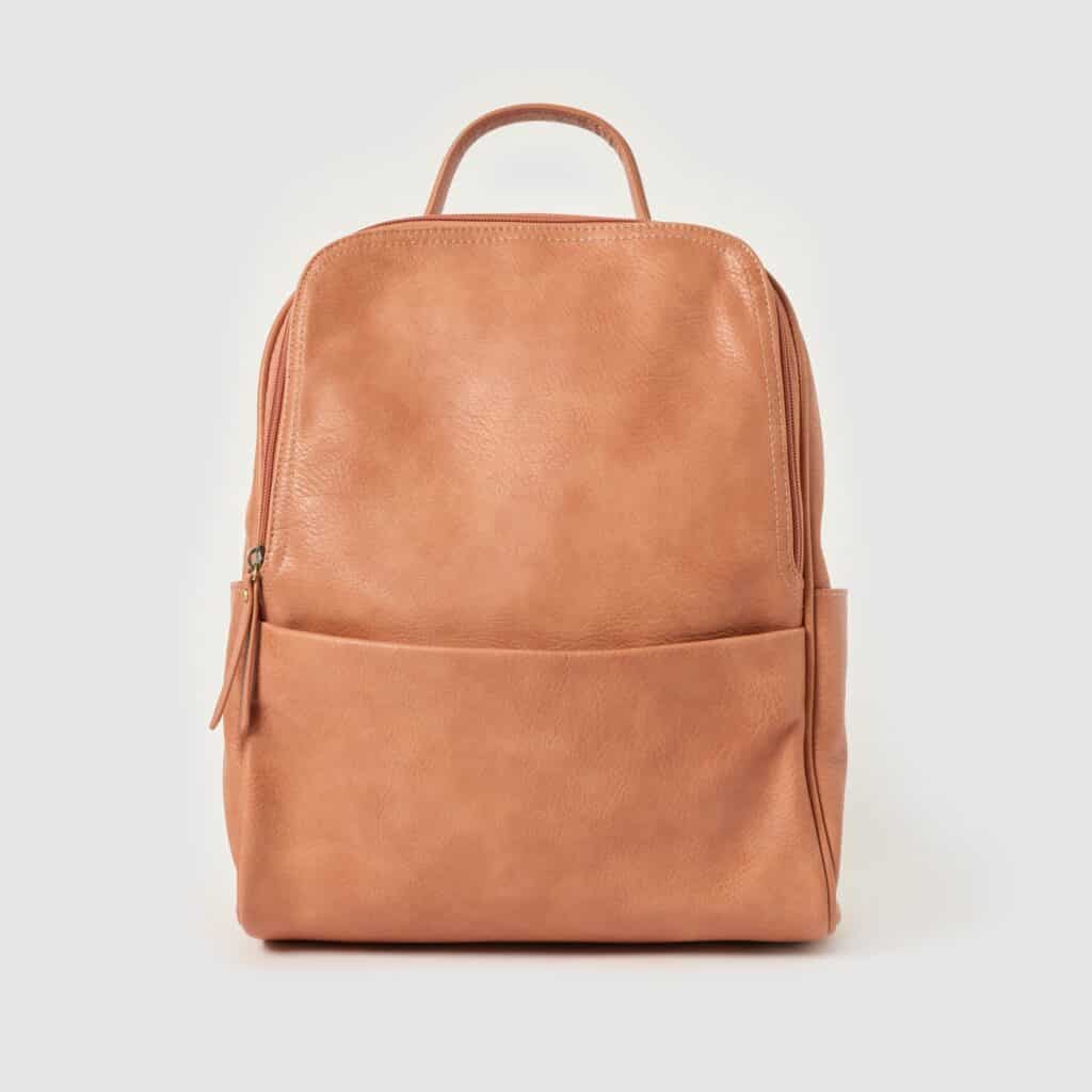 vegan sling bag backpack, tan vegan leather backpack