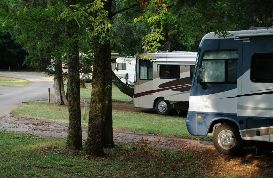 where to go for best Albufeira camping, several RV campers lined up at a campsite