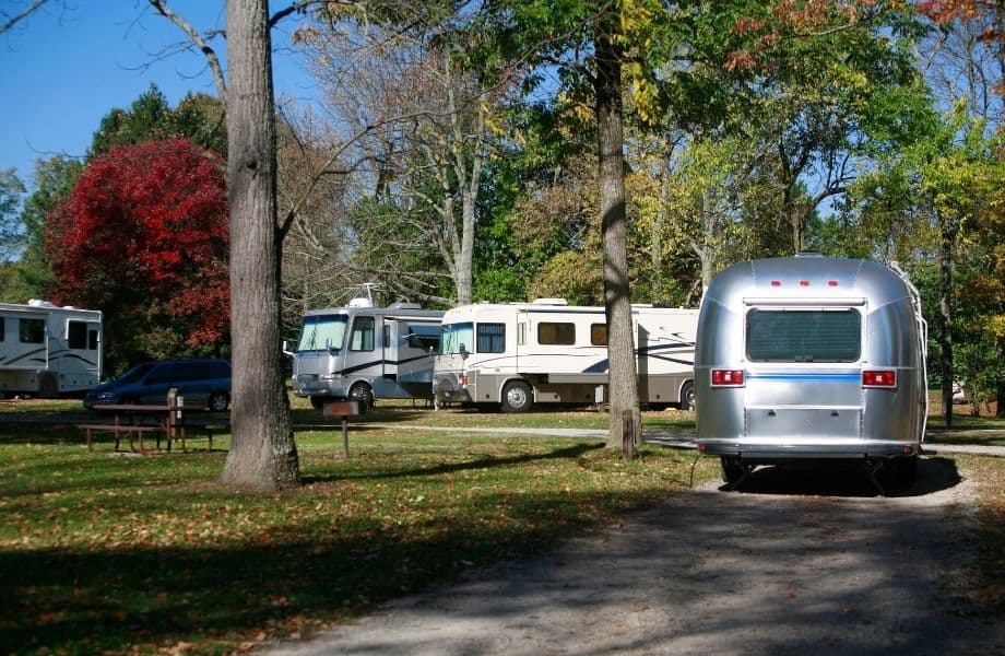 best kid friendly campgrounds in wisconsin, rvs parked at campground lot