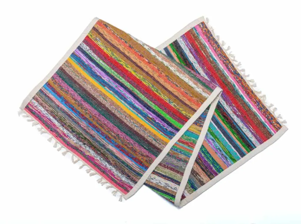 best organic yoga mats, colorful yoga mat made from recycled materials folded up