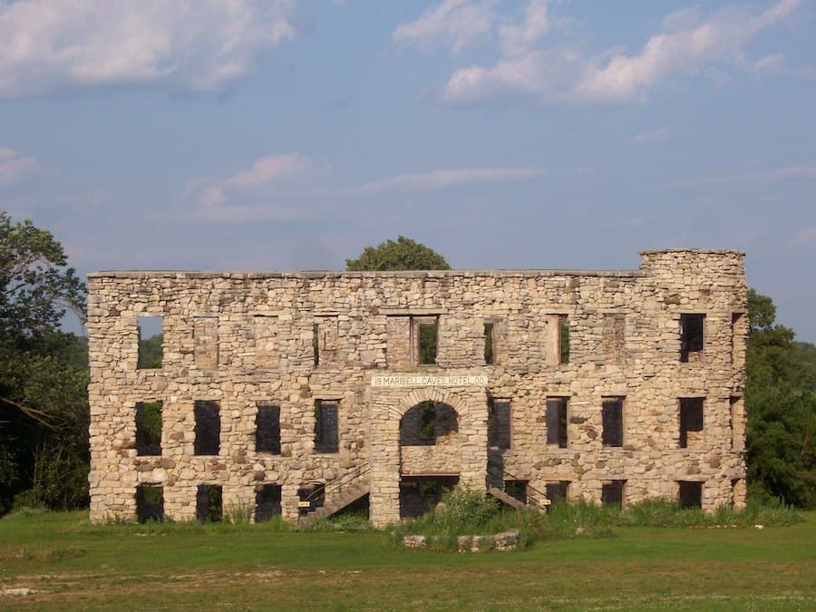 best Wisconsin haunted places, stone ruins of Maribel Caves Hotel