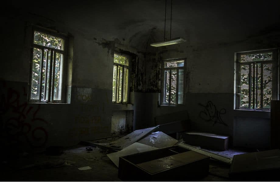 creepy haunted Wisconsin places, toppled cabinets in an abandoned building