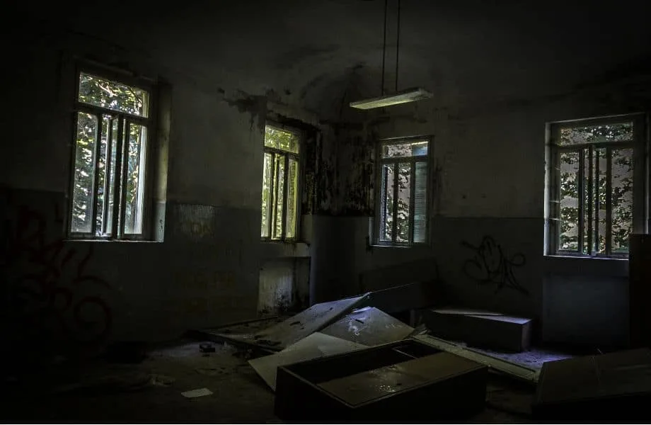 creepy haunted Wisconsin places, toppled cabinets in an abandoned building