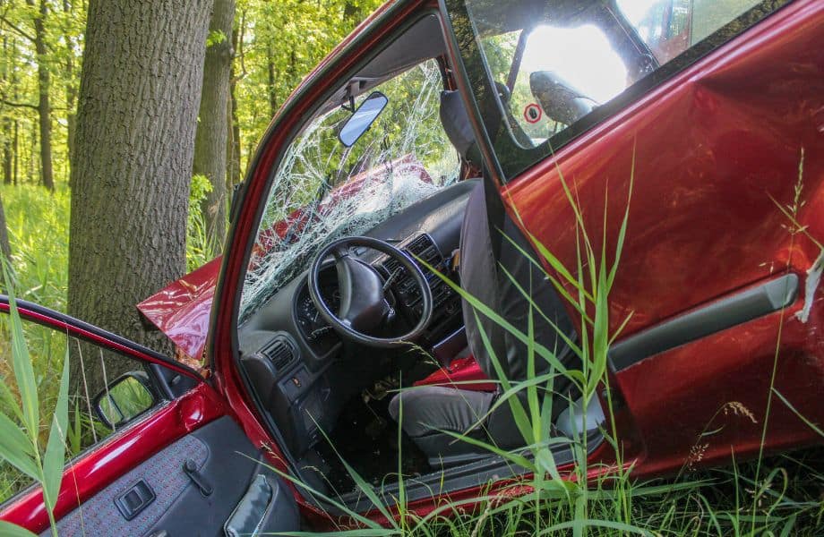 scariest places in Wisconsin, crashed car with cracked windscreen and open driver's door