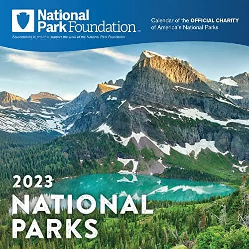 national park gift guide, cover of 2021 National Parks calendar with photo of mountains and blue lake