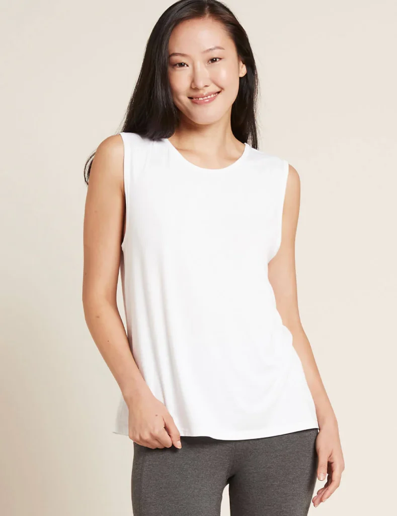 gifts for the national park lover in your life, asian woman wearing white tank top and grey leggings