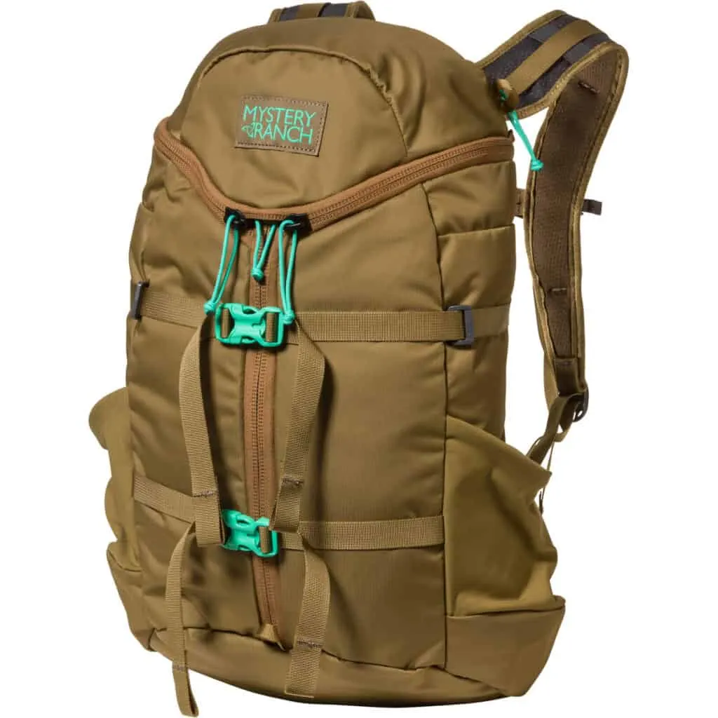 amazing national park gift ideas, brown backpack with green detail from Mystery Ranch