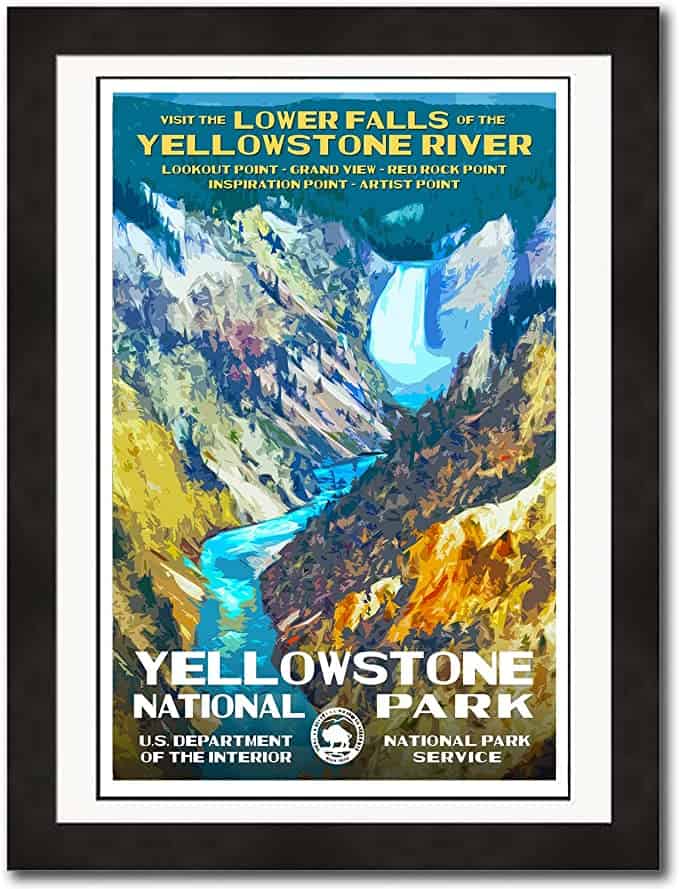 best national parks Christmas gifts, art poster of Yellowstone National Park