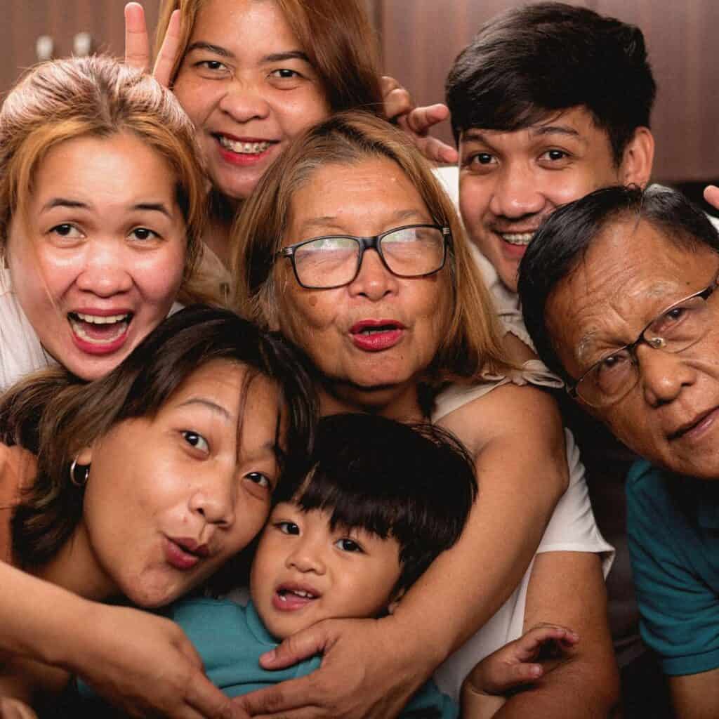 a family having fun while their picture is being taken
