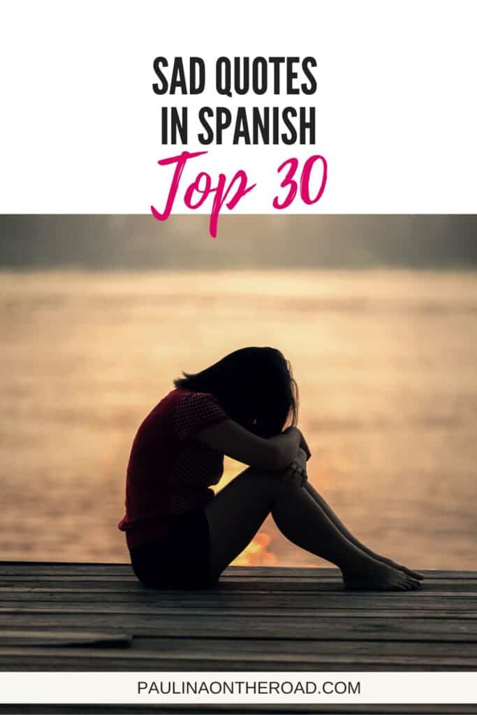 girl hunched feeling sad with sunset on the background, Sad quotes in Spanish top 30