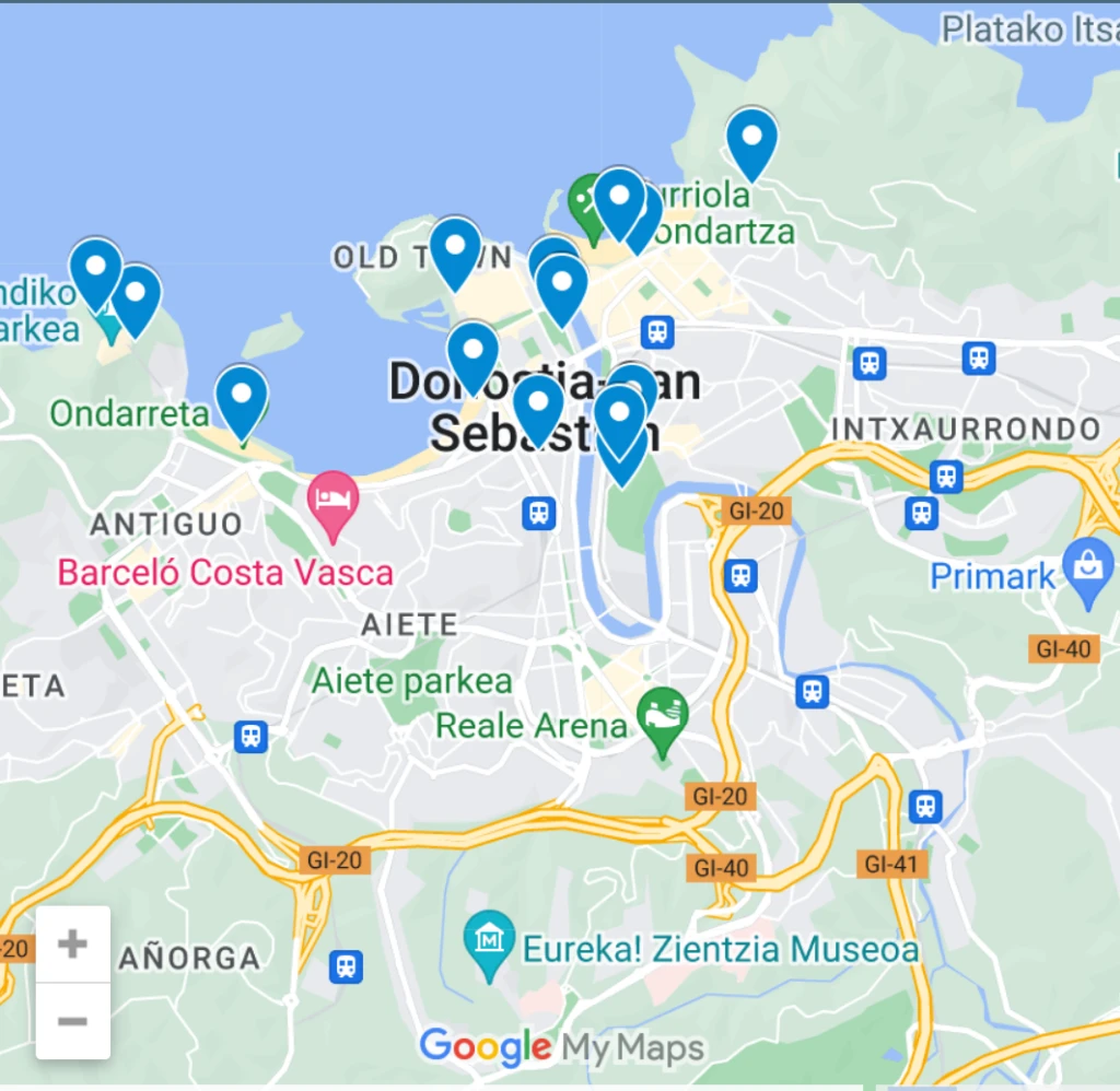 tourist map for san sebastian spain