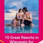 couples kissing by a panoramic pool in Wisconsin
