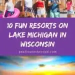 pin with a view on lake michigan in wisconsin and with people having fun