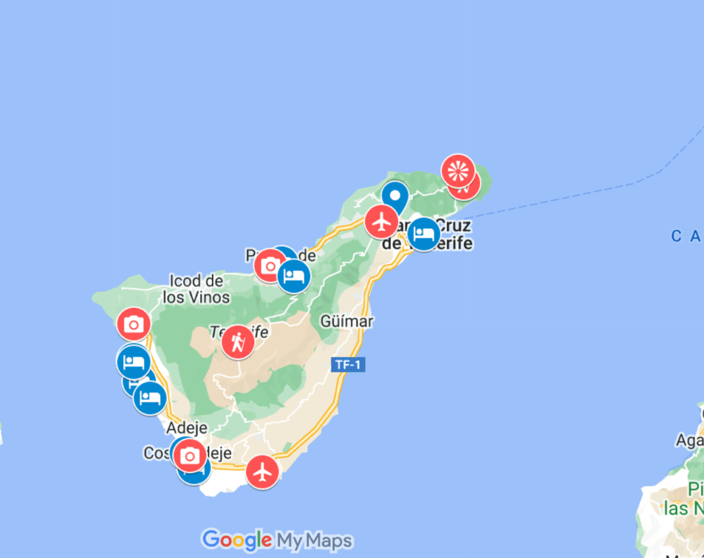 where to stay in Tenerife with kids, Map of the Best Areas to stay in Tenerife with Kids