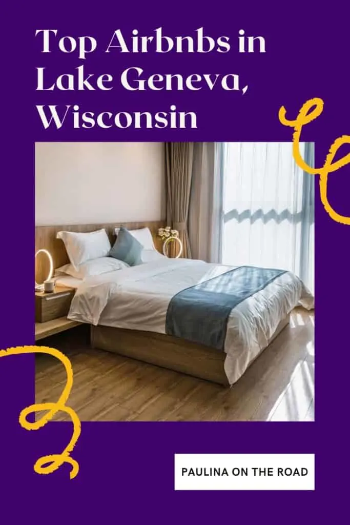 a pin with a bedroom with a cozy room at Lake Geneva, Wisconsin. 