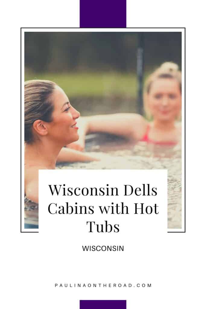 a pin with 2 girls relaxing in a hot tub in Wisconsin Dells.