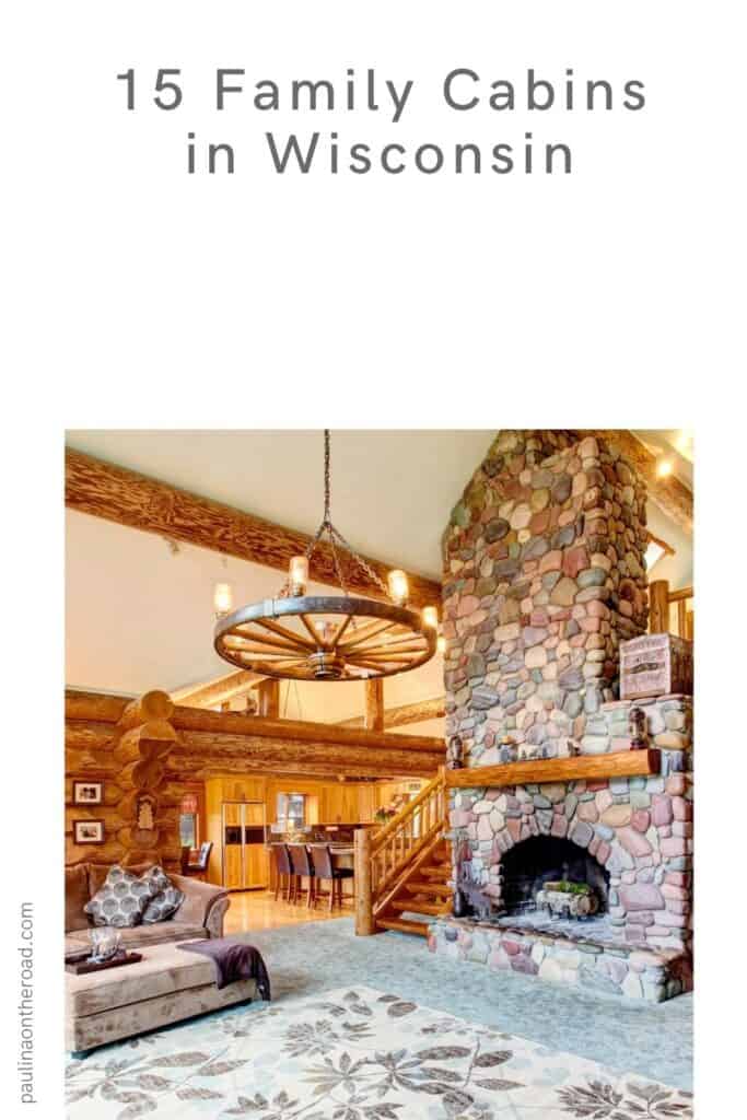 a pin with a rustic living room at one of the best family cabins in wisconsin. 
