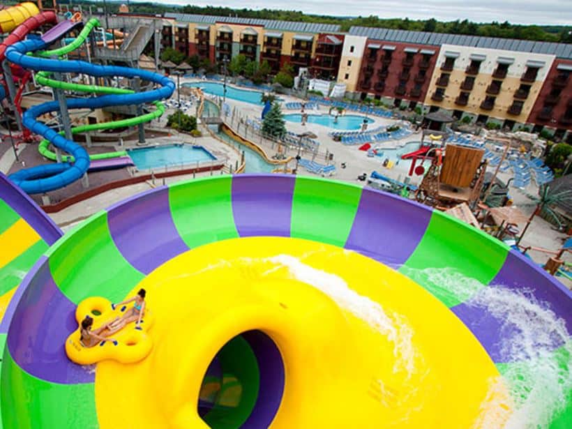 aerial view of a water slid at Kalahari Resorts Conventions Wisconsin Dells - 10 Best Indoor Water Parks in Wisconsin