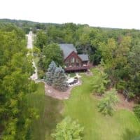 aerial view of the outside of the Clearview Lodge by StayatLakeGeneva, best airbnbs in Lake Geneva